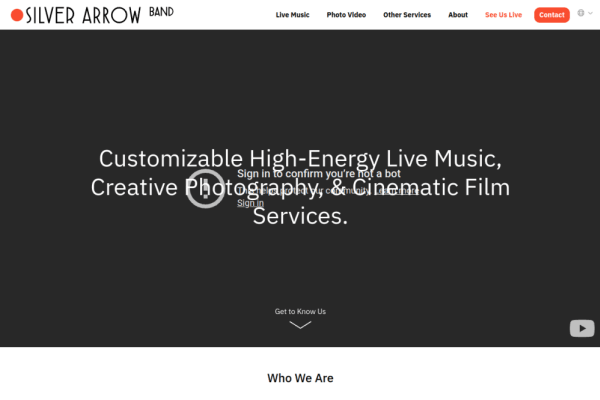 Silver Arrow Band — website preview