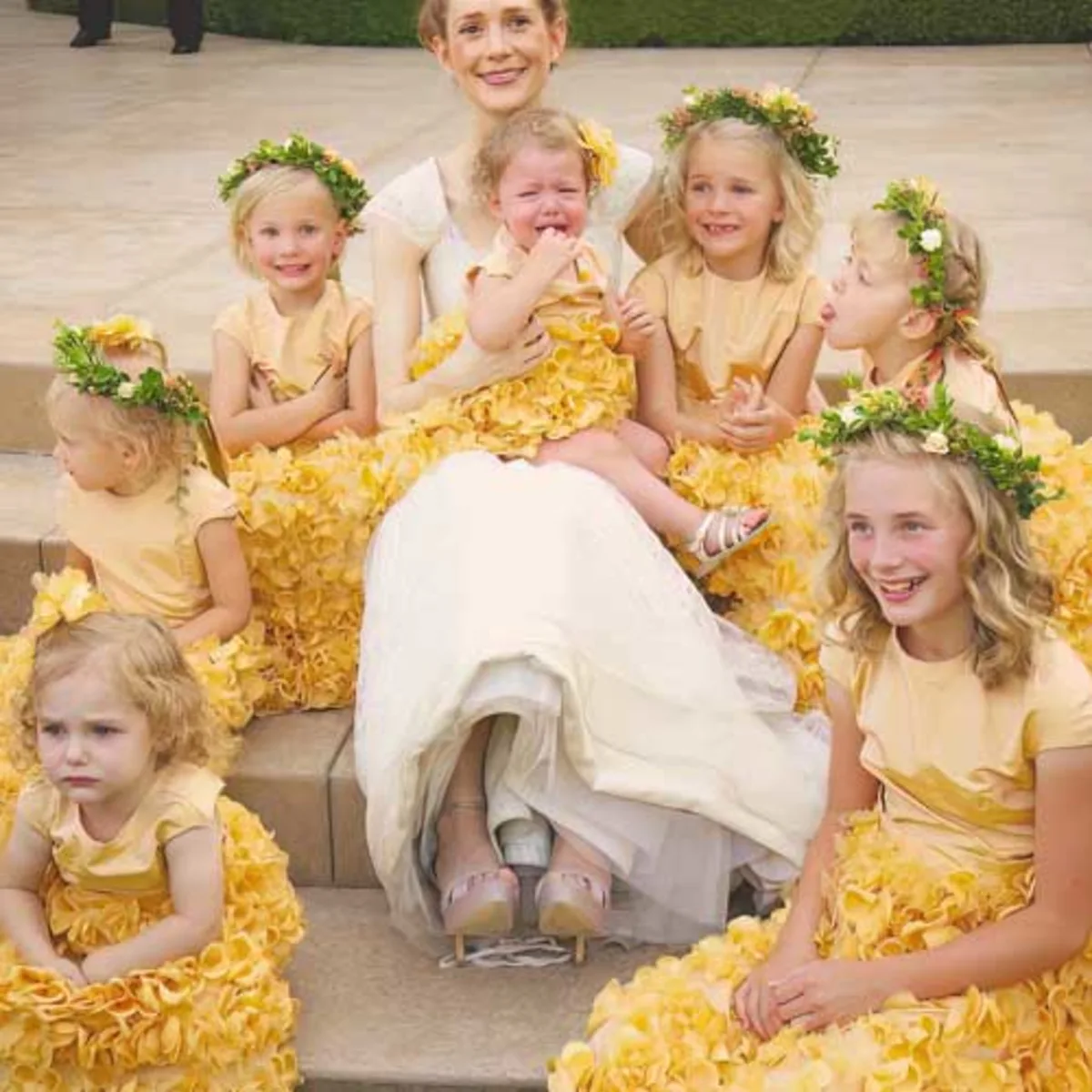 Bride with flower girls
