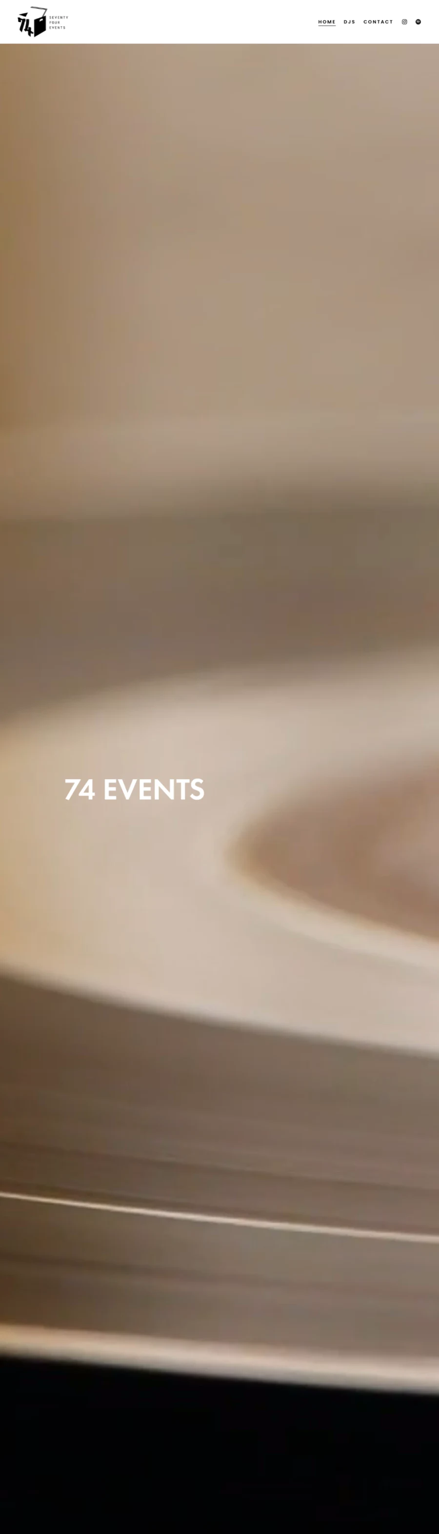 Full homepage screenshot of the 74 Events / Dre Ovalle website