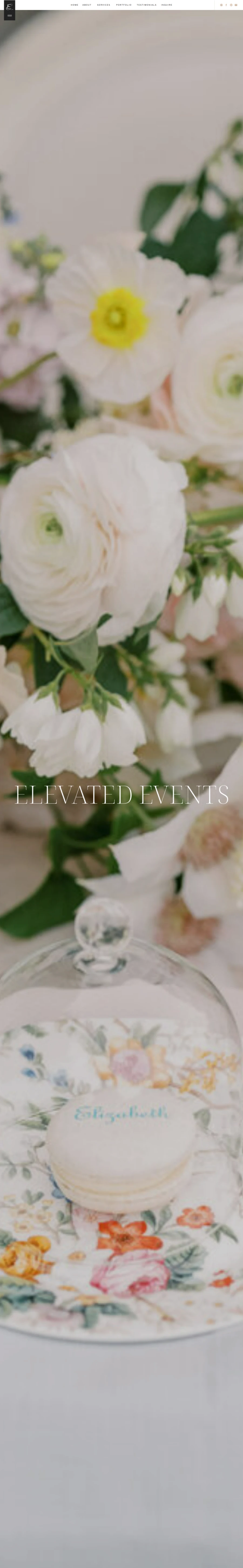Full homepage screenshot of the Elevated Events By Shelby website