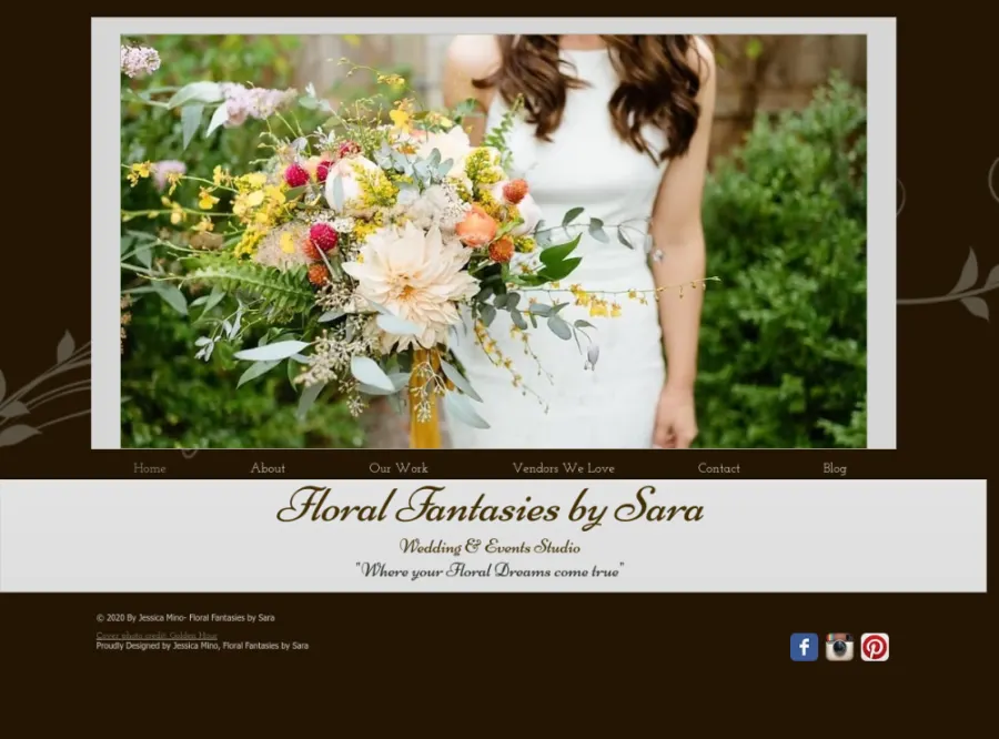 Full homepage screenshot of the Floral Fantasies By Sara website