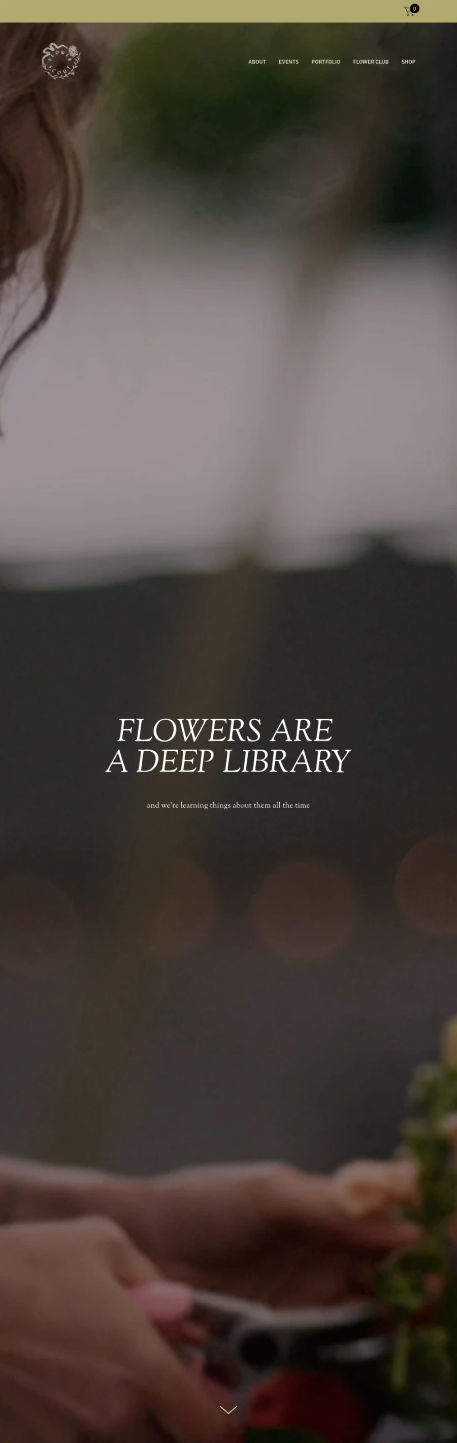Full homepage screenshot of the Flower Scout website