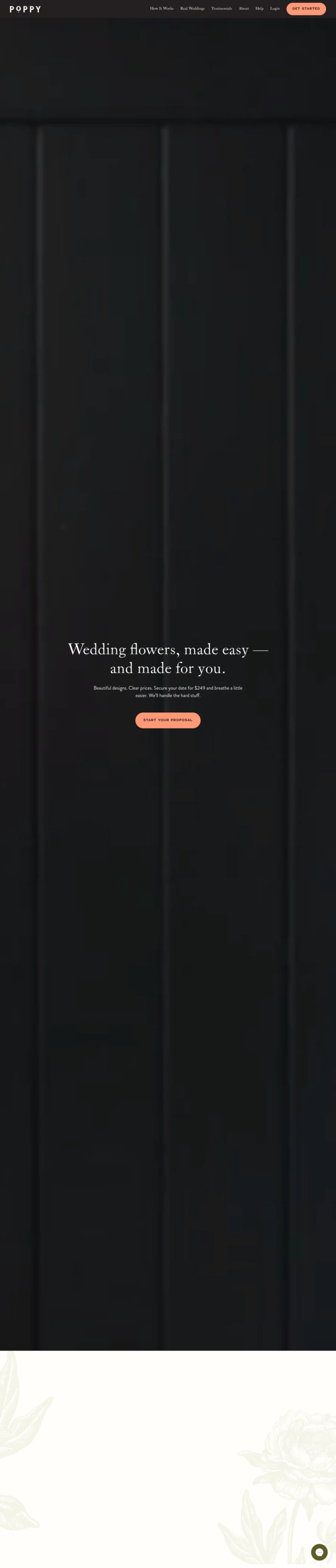 Full homepage screenshot of the Poppy Flowers website