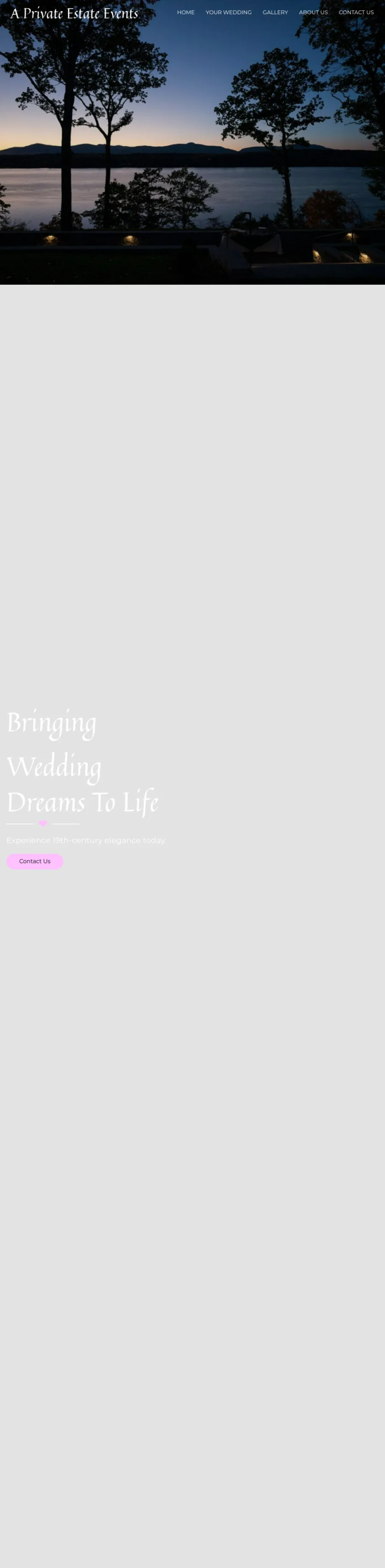 Full homepage screenshot of the A Private Estate website