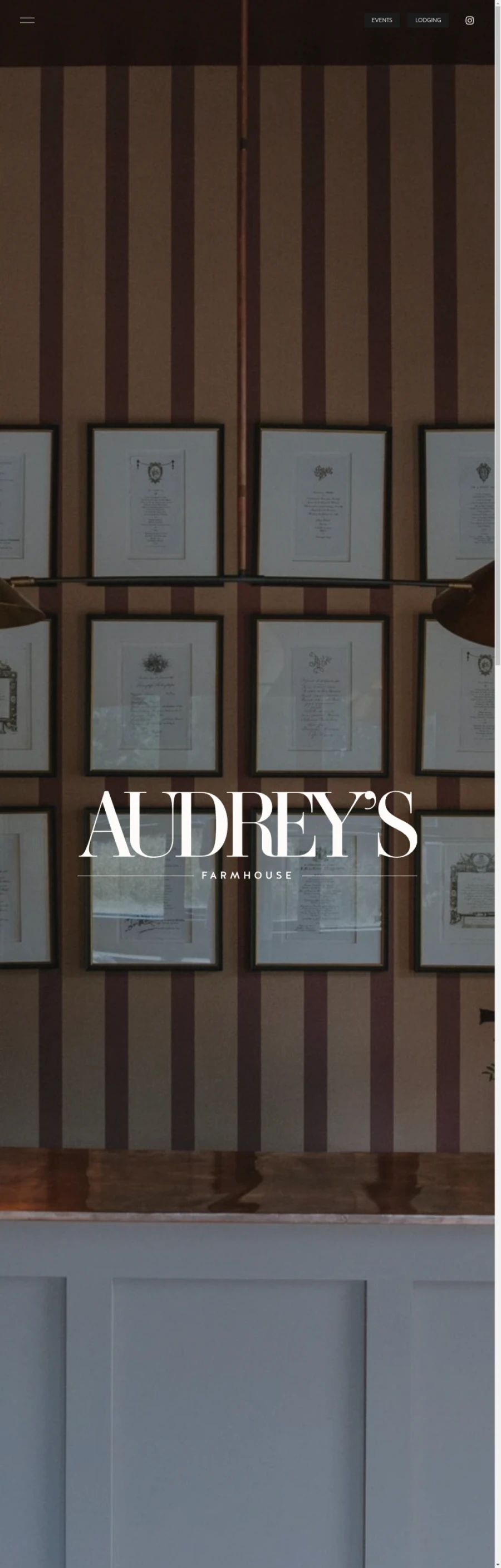 Full homepage screenshot of the The Greenhouses at Audrey's Farmhouse website