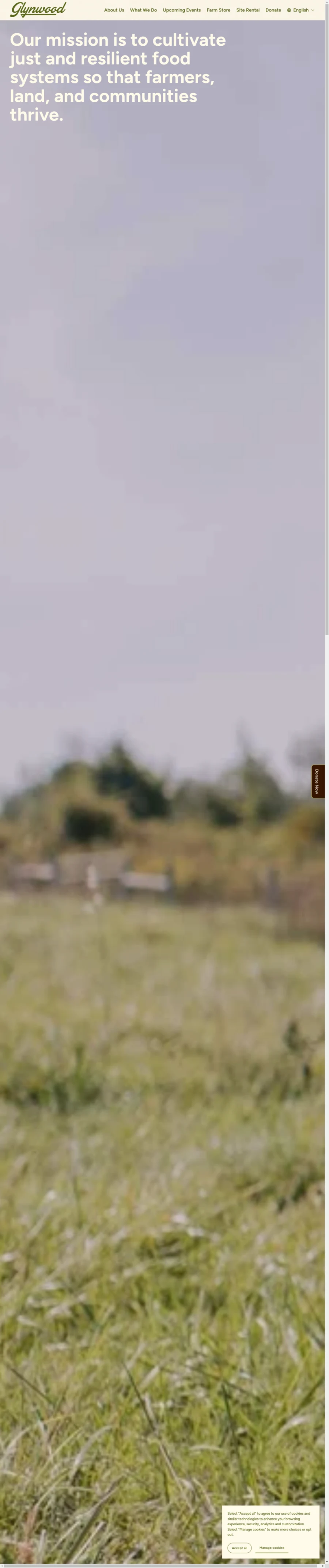 Full homepage screenshot of the Glynwood website