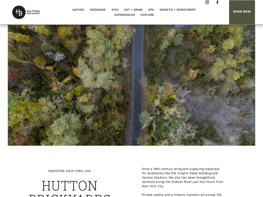 Full homepage screenshot of the Hutton Brickyards website