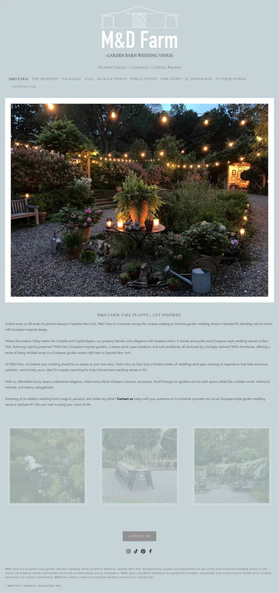 Full homepage screenshot of the M&D Farm website