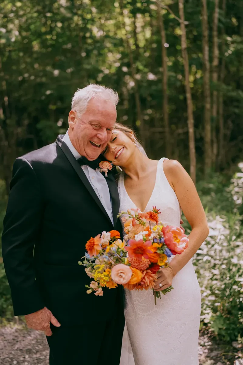 Father walking the bride down the aisle, an emotional moment during the wedding ceremony at Wyndham Manor, Hudson Valley